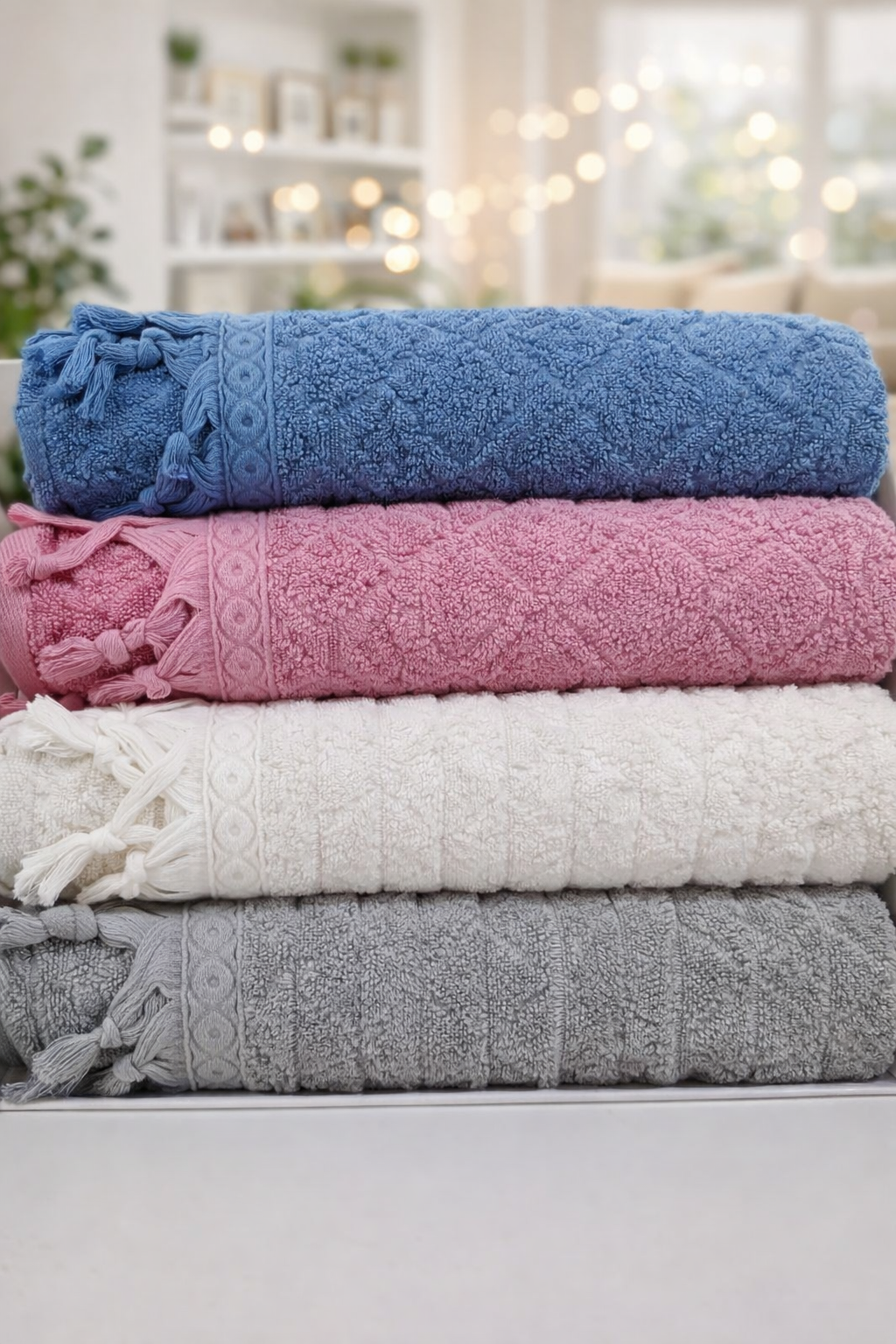 TM Home Premium Cotton Towel Set – 4 Pieces – 60×120 cm – Elegant Colo ...