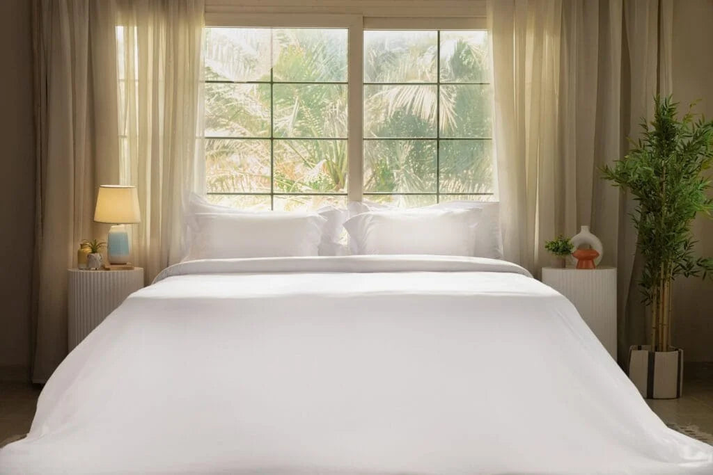 TM Home Luxury SET 3 Pc Flat Sheet – White – 100% Natural Cotton with Silky Sateen Finish – 400TC Hotel-Grade Comfort