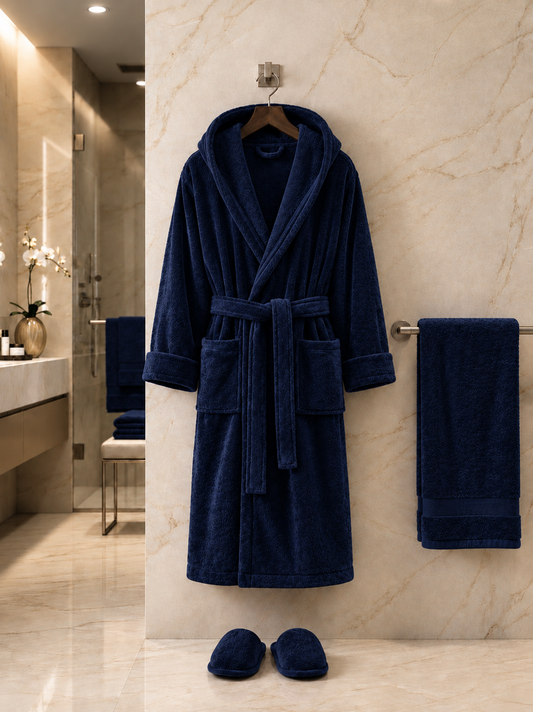 Luxury Hotel Bath Robe + Towel 100*50 + Slipper with Luxury Box – 100% Egyptian Cotton – Elegant Color – Ultra-Soft, Highly Absorbent & Premium Quality for Home, Spa & Hotels