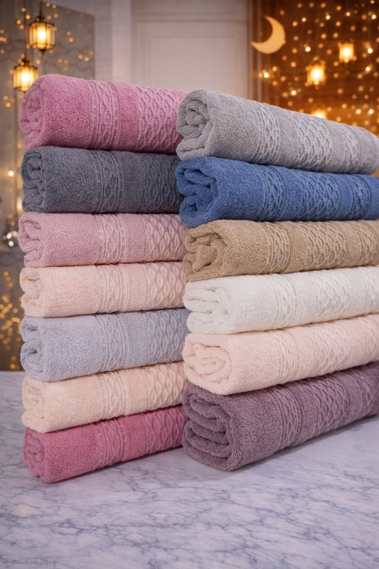 طقم مناشف TM Home Premium القطنية الفاخرة – 12 قطعة – 60×120 سم – ألوان أنيقة وملمس ناعم كالفنادق