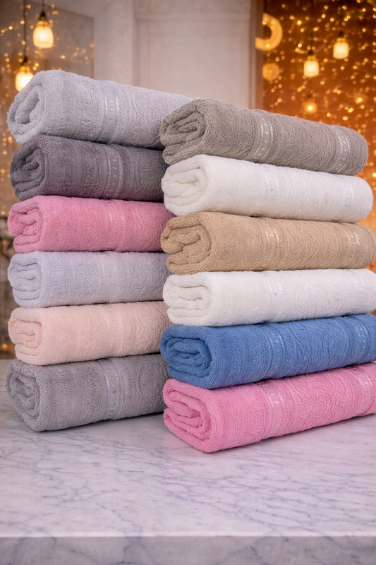طقم مناشف قطنية فاخرة للمنزل من تي إم – 12 قطعة – 60×120 سم – ألوان أنيقة وملمس ناعم كالفنادق