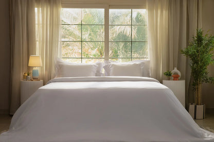 TM Home Luxury SET 3 Pc Flat Sheet – White – 100% Natural Cotton with Silky Sateen Finish – 400TC Hotel-Grade Comfort