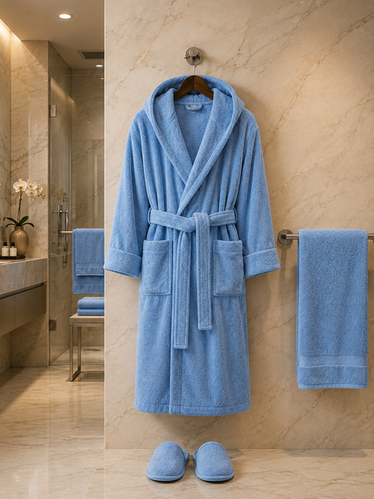 Luxury Hotel Bath Robe + Towel 100*50 + Slipper with Luxury Box – 100% Egyptian Cotton – Elegant Color – Ultra-Soft, Highly Absorbent & Premium Quality for Home, Spa & Hotels