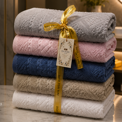 TM Home Premium Cotton Towel Set –4 Pieces – 60×120 cm – Elegant Colors & Soft Hotel-Feel Finish