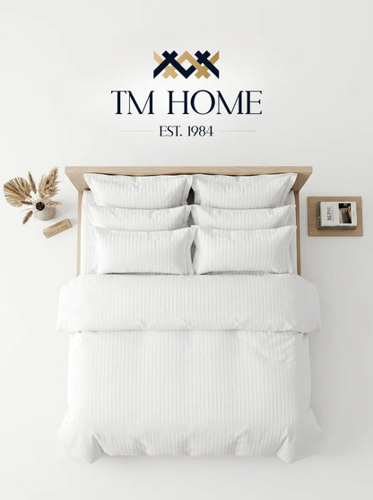 TM Home 3-Piece Striped Duvet Cover Set – 100% Natural Cotton, Hotel-Grade Luxury Comfort