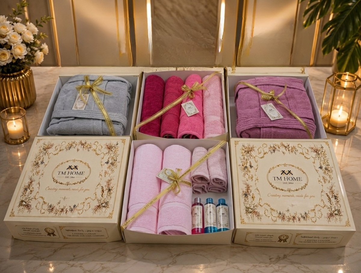 طقم فاخر من 12 قطعة قطنية بجودة الفنادق (2 روب حمام مقاس 2XL + 2 منشفة 140x70 + 2 منشفة 50x100 + 2 بساط حمام + 2 خف + 2 منشفة 30*30) باللون الأبيض – جودة فندقية فاخرة