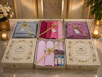 طقم فاخر من 12 قطعة قطنية بجودة الفنادق (2 روب حمام مقاس 2XL + 2 منشفة 140x70 + 2 منشفة 50x100 + 2 بساط حمام + 2 خف + 2 منشفة 30*30) باللون الأبيض – جودة فندقية فاخرة