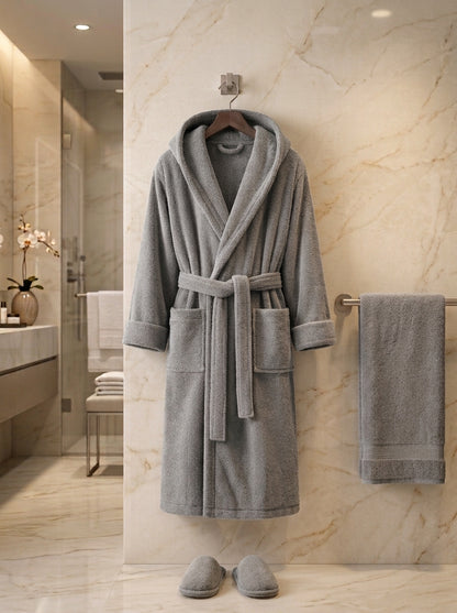 Luxury Hotel Bath Robe + Towel 100*50 + Slipper with Luxury Box – 100% Egyptian Cotton – Elegant Color – Ultra-Soft, Highly Absorbent & Premium Quality for Home, Spa & Hotels