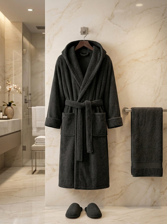 Luxury Hotel Bath Robe + Towel 100*50 + Slipper with Luxury Box – 100% Egyptian Cotton – Elegant Color – Ultra-Soft, Highly Absorbent & Premium Quality for Home, Spa & Hotels