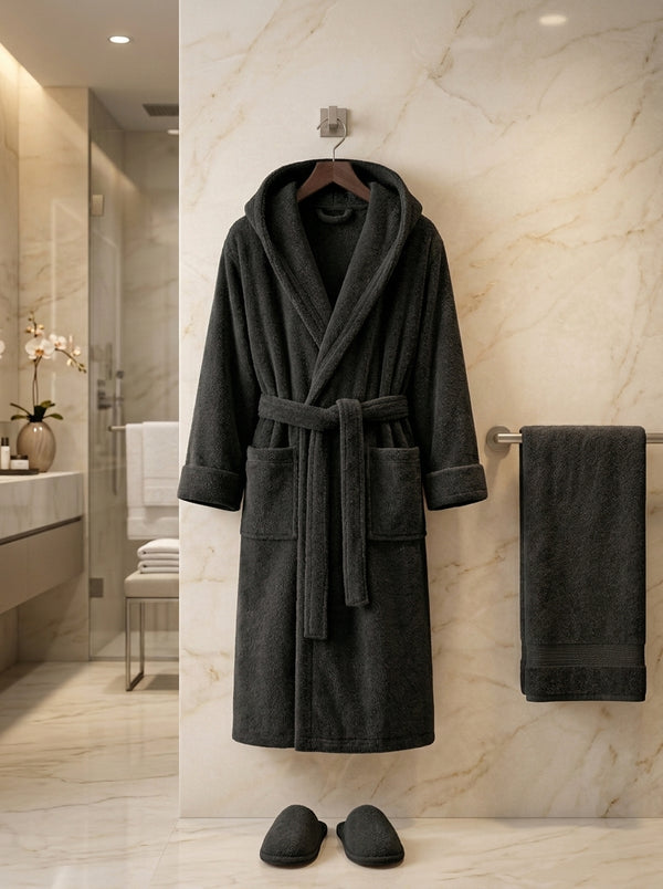 Luxury Hotel Bath Robe + Towel 100*50 + Slipper with Luxury Box – 100% Egyptian Cotton – Elegant Color – Ultra-Soft, Highly Absorbent & Premium Quality for Home, Spa & Hotels