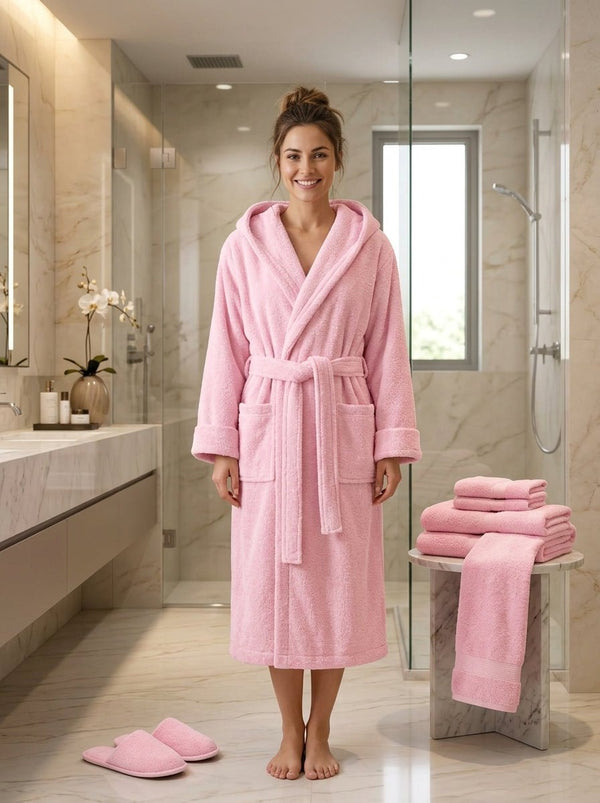 Luxury Hotel Bath Robe + Towel 100*50 + Slipper with Luxury Box – 100% Egyptian Cotton – Elegant Color – Ultra-Soft, Highly Absorbent & Premium Quality for Home, Spa & Hotels (Copy) (Copy) - TM HOME
