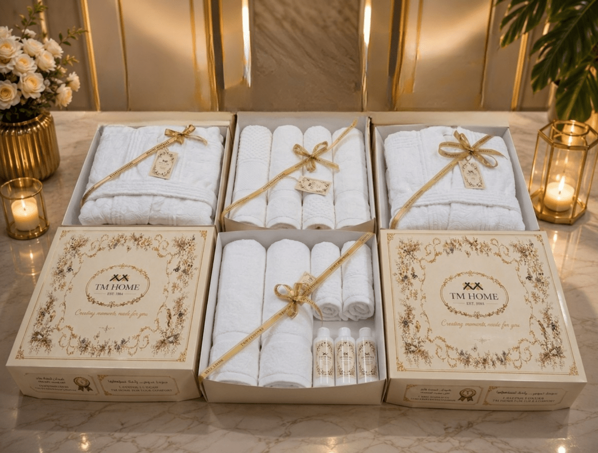 Luxury Hotel Bath Robe + Towel 100*50 + Slipper with Luxury Box – 100% Egyptian Cotton – Elegant Color – Ultra-Soft, Highly Absorbent & Premium Quality for Home, Spa & Hotels (Copy) - TM HOME