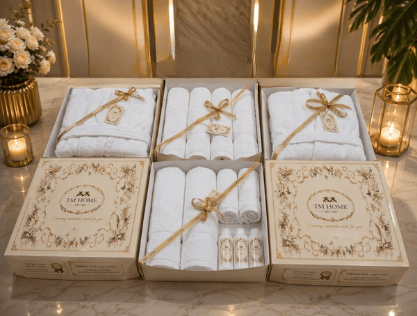 Luxury Hotel Bath Robe + Towel 100*50 + Slipper with Luxury Box – 100% Egyptian Cotton – Elegant Color – Ultra-Soft, Highly Absorbent & Premium Quality for Home, Spa & Hotels (Copy) - TM HOME