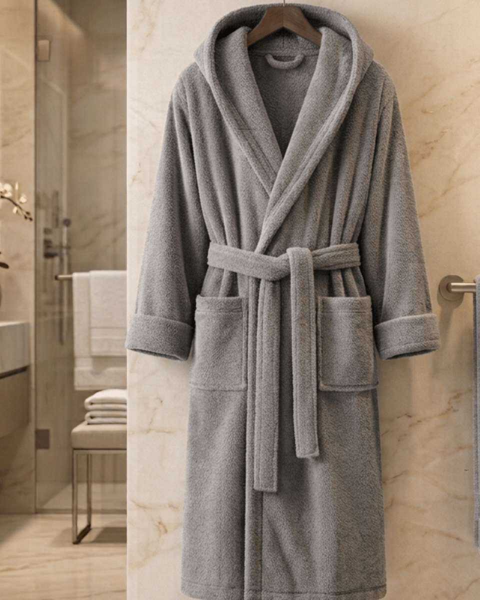 Luxury Hotel Bath Robe + Towel 100*50 + Slipper with Luxury Box – 100% Egyptian Cotton – Elegant Color – Ultra-Soft, Highly Absorbent & Premium Quality for Home, Spa & Hotels - TM HOME