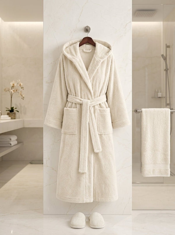 Luxury Hotel Bath Robe + Towel 100*50 + Slipper with Luxury Box – 100% Egyptian Cotton – Elegant Color – Ultra-Soft, Highly Absorbent & Premium Quality for Home, Spa & Hotels - TM HOME