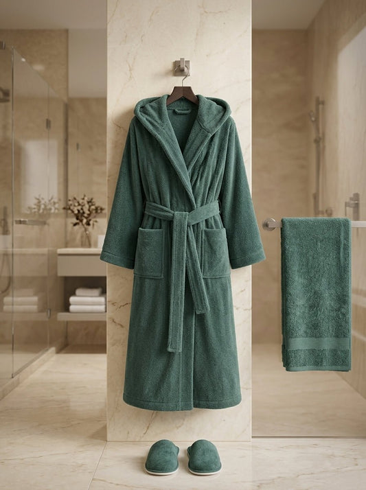 Luxury Hotel Bath Robe + Towel 100*50 + Slipper with Luxury Box – 100% Egyptian Cotton – Elegant Color – Ultra-Soft, Highly Absorbent & Premium Quality for Home, Spa & Hotels - TM HOME
