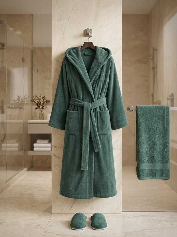 Luxury Hotel Bath Robe + Towel 100*50 + Slipper with Luxury Box – 100% Egyptian Cotton – Elegant Color – Ultra-Soft, Highly Absorbent & Premium Quality for Home, Spa & Hotels - TM HOME