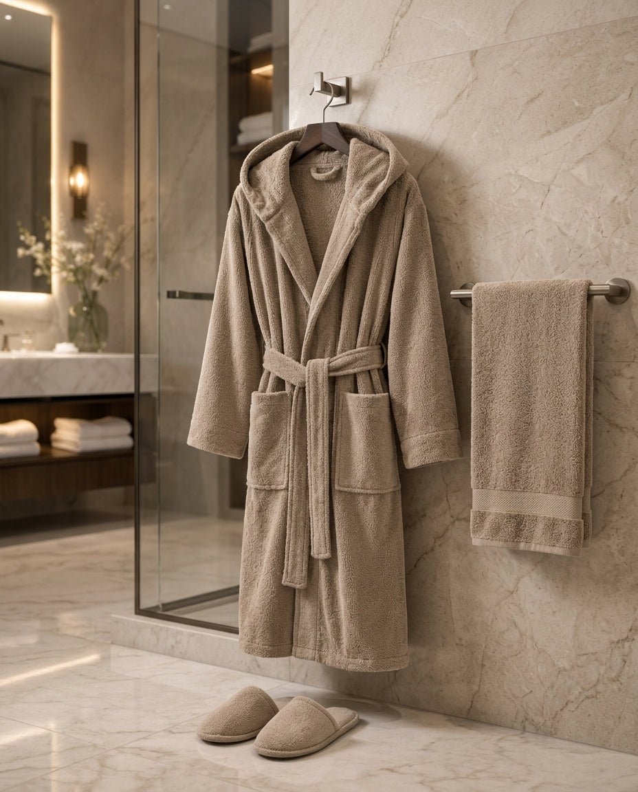 Luxury Hotel Bath Robe + Towel 100*50 + Slipper with Luxury Box – 100% Egyptian Cotton – Elegant Color – Ultra-Soft, Highly Absorbent & Premium Quality for Home, Spa & Hotels - TM HOME