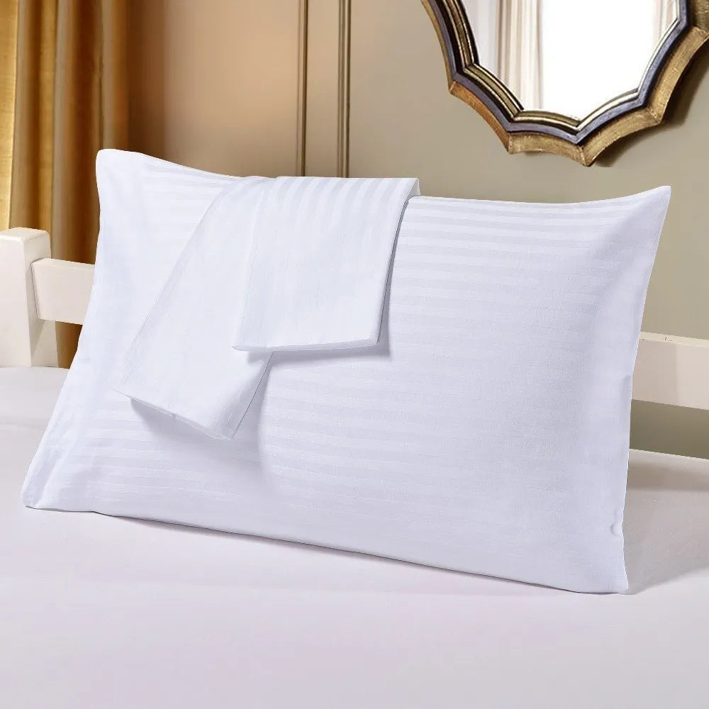 TM Home 3-Piece Striped Flat Sheet Set – 100% Natural Cotton, 400 Thread Count – Includes 2 Hotel-Grade Pillowcases